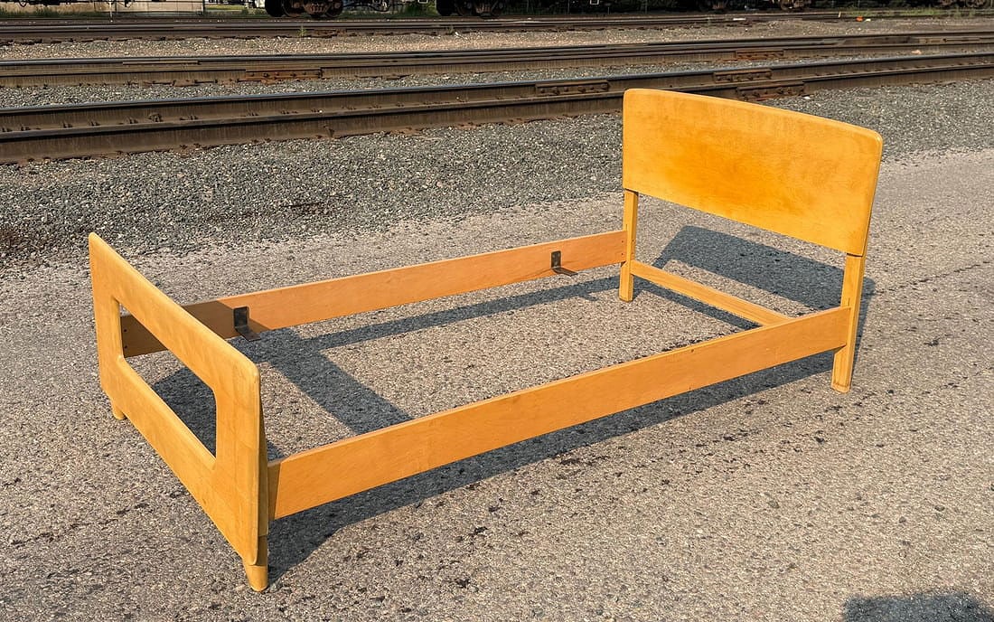 Heywood Wakefield Encore Bed Frame: 79" by 44 1/2" by 32".