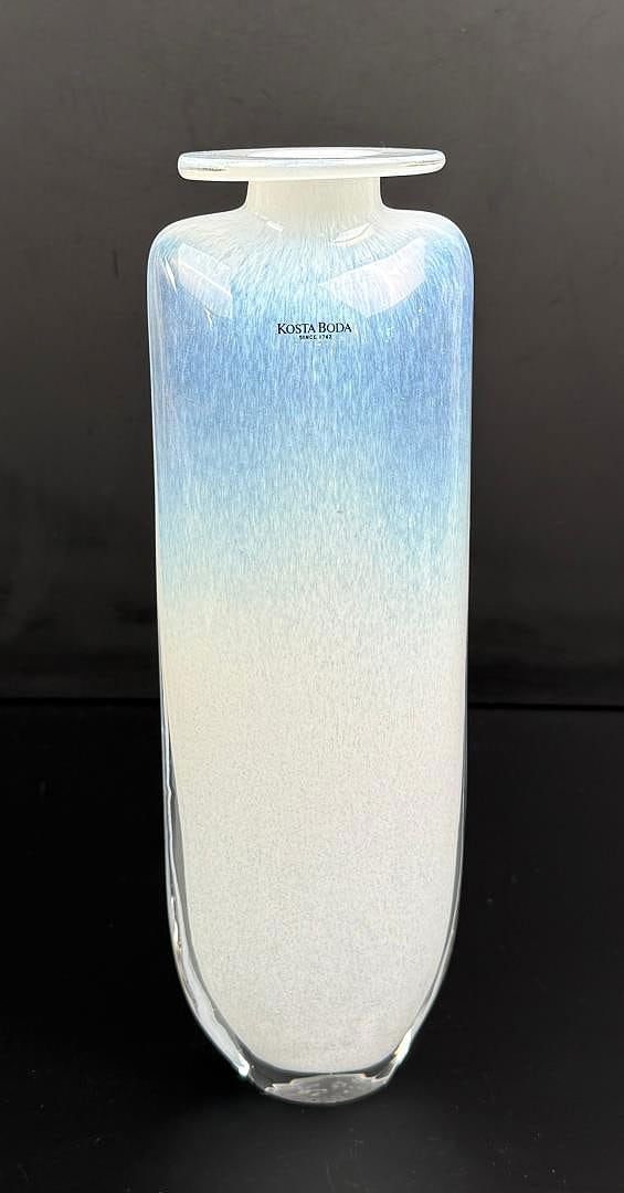 Kosa Boda Kjell Engman Glass Swing Vase: 10" by 3" by 2 3/4"
