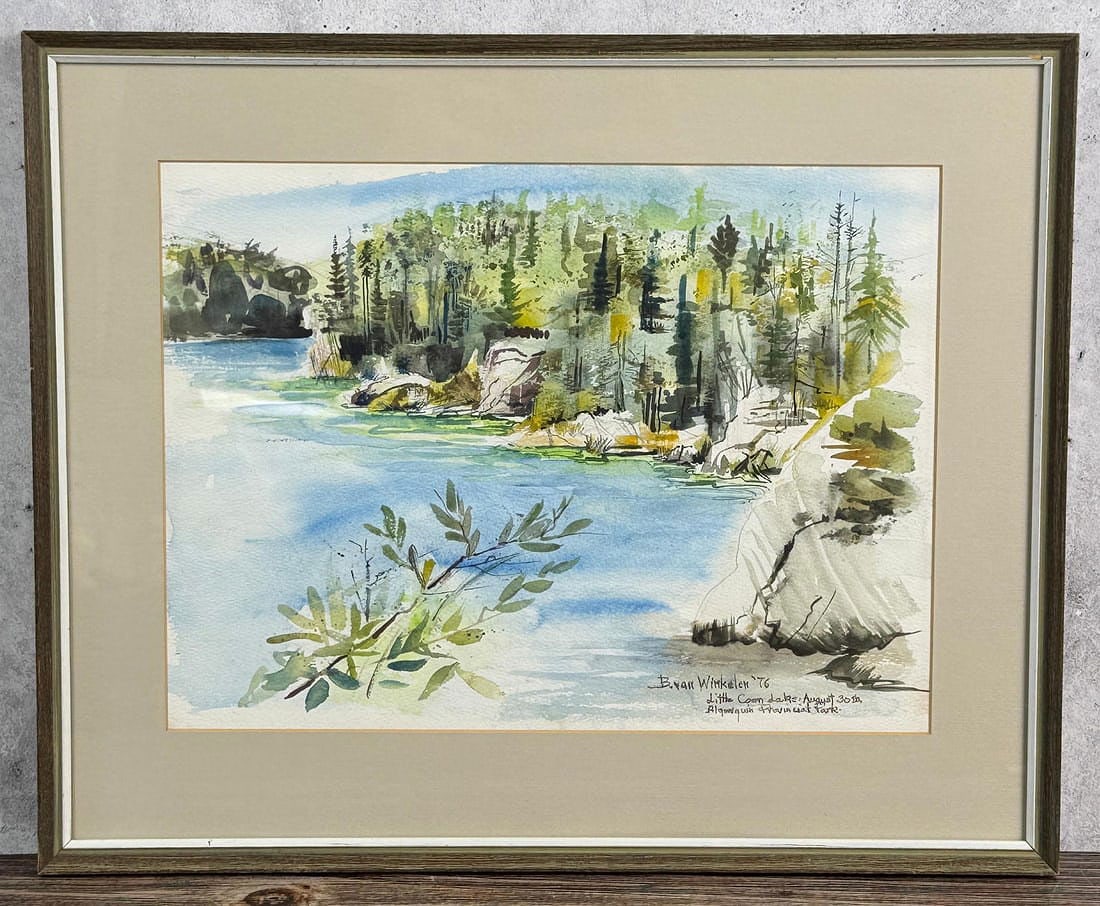 Little Coon Lake Watercolor Painting: Algonquin Provincial Park. 16" by 19 1/4" framed.