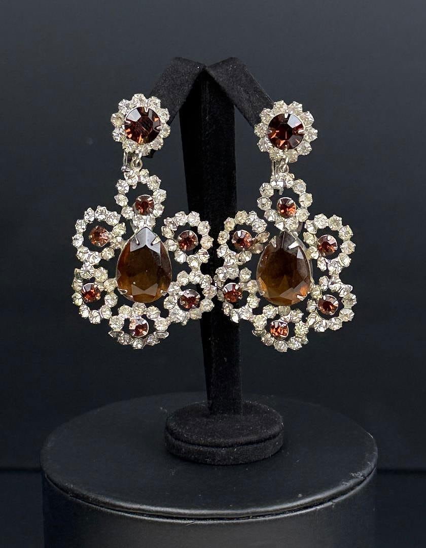 Kenneth Jay Lane Rhinestone Chandelier Earrings: 2 1/4" long.