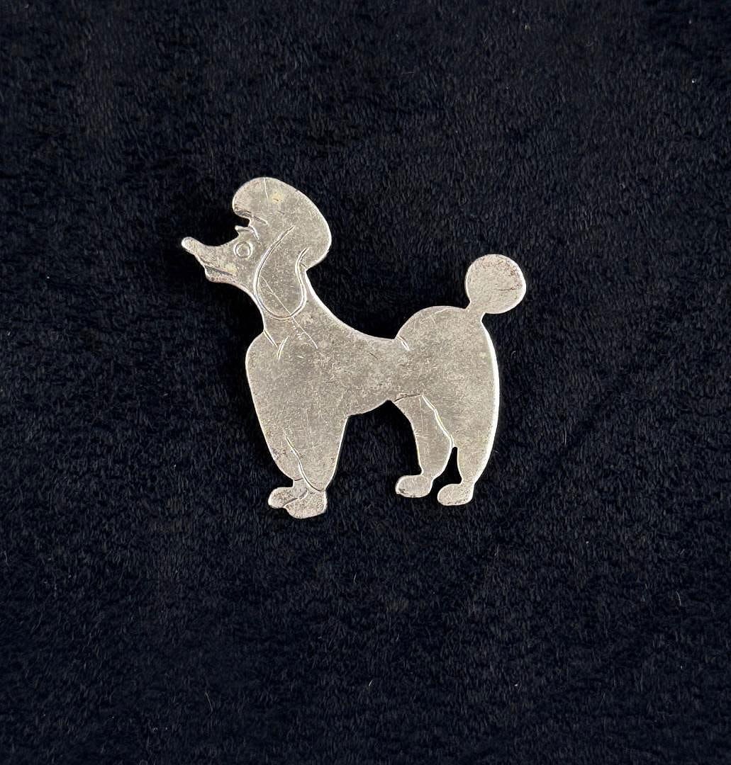 BEAU Sterling Silver Poodle Brooch: 6.24 grams. 1 3/8" by 1 1/8" by 1/8".