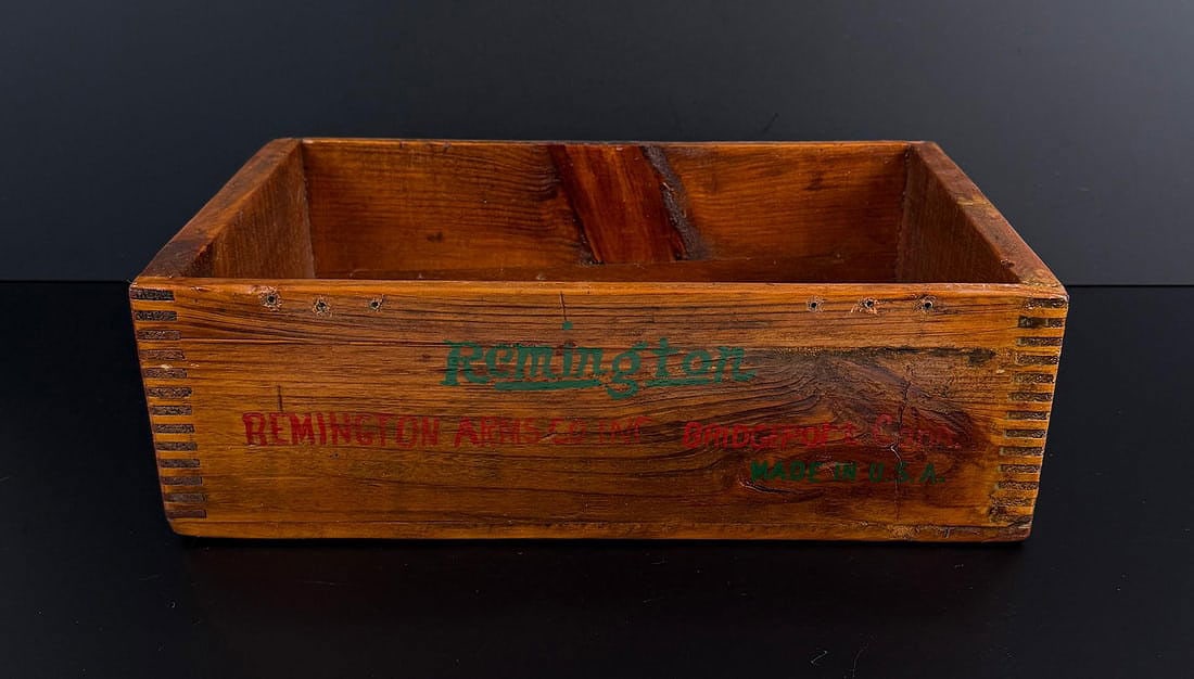 Remington Express Shell Crate Box: 14 1/2" by 9 1/2" by 4 1/2". Has been varnished