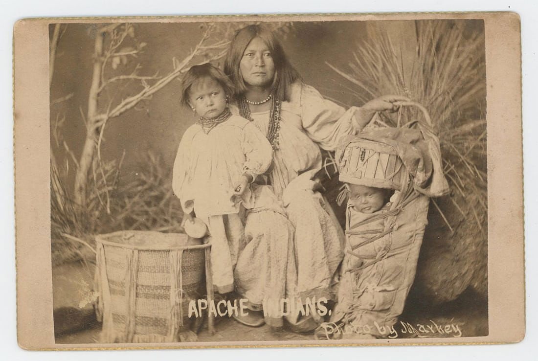 D.A. Markey Apache Indian Photo: Dated 1887. 4 1/4" by 6 1/2". Fort Grant Arizona