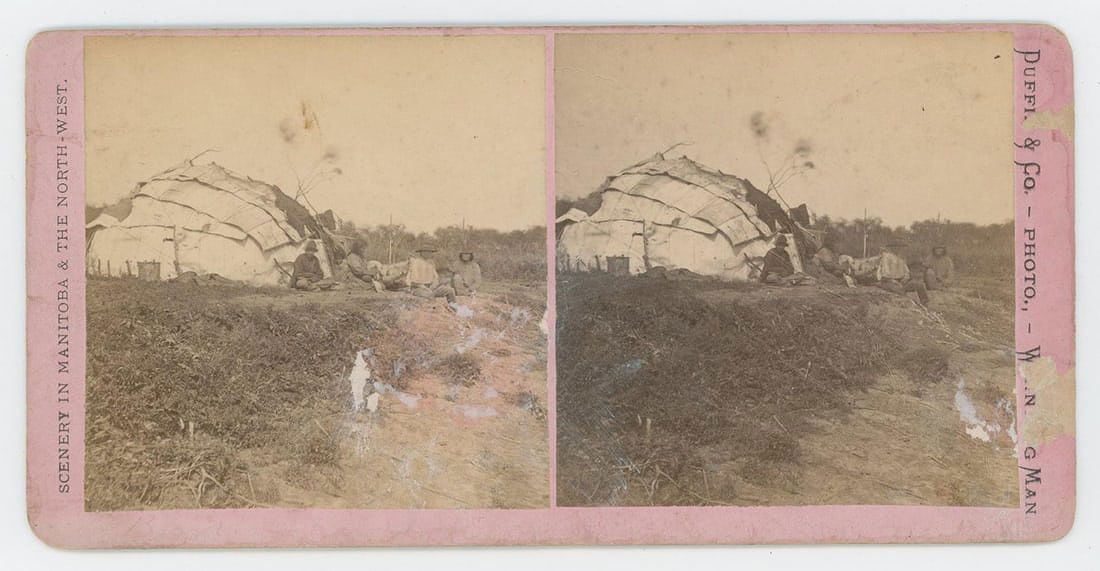 Manitoba Canada Wigwam Indian Stereoview: Nice example.