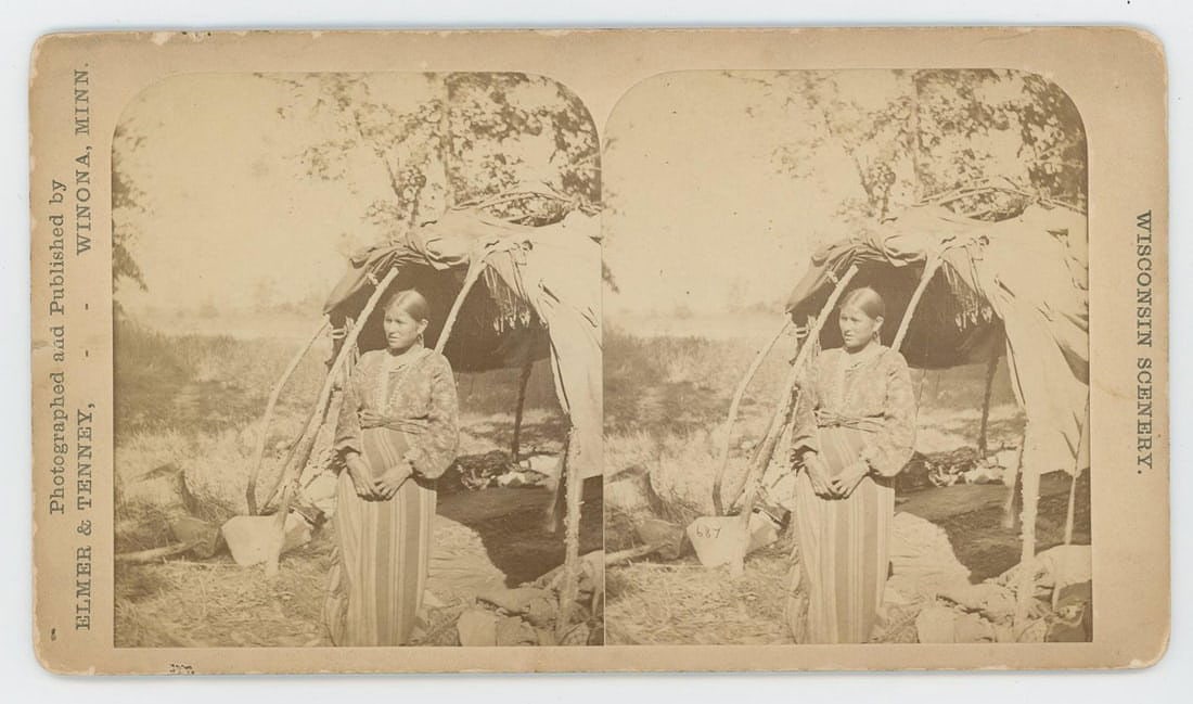 Elmer & Tenney Wisconsin Indian Wigwam Stereoview: Nice example.