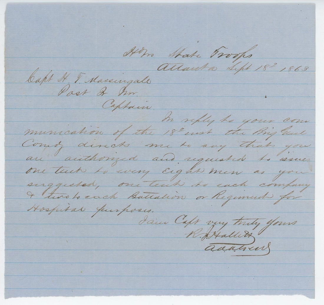 Howell Cobb Confederate Supply Requisition Letter: Henry Thomas Massengale letter, issuing tents to troops accordingly. Howell Cobb (September 7, 1815 ? October 9, 1868) was an American and later Confederate political figure. A southern Democrat, Cobb