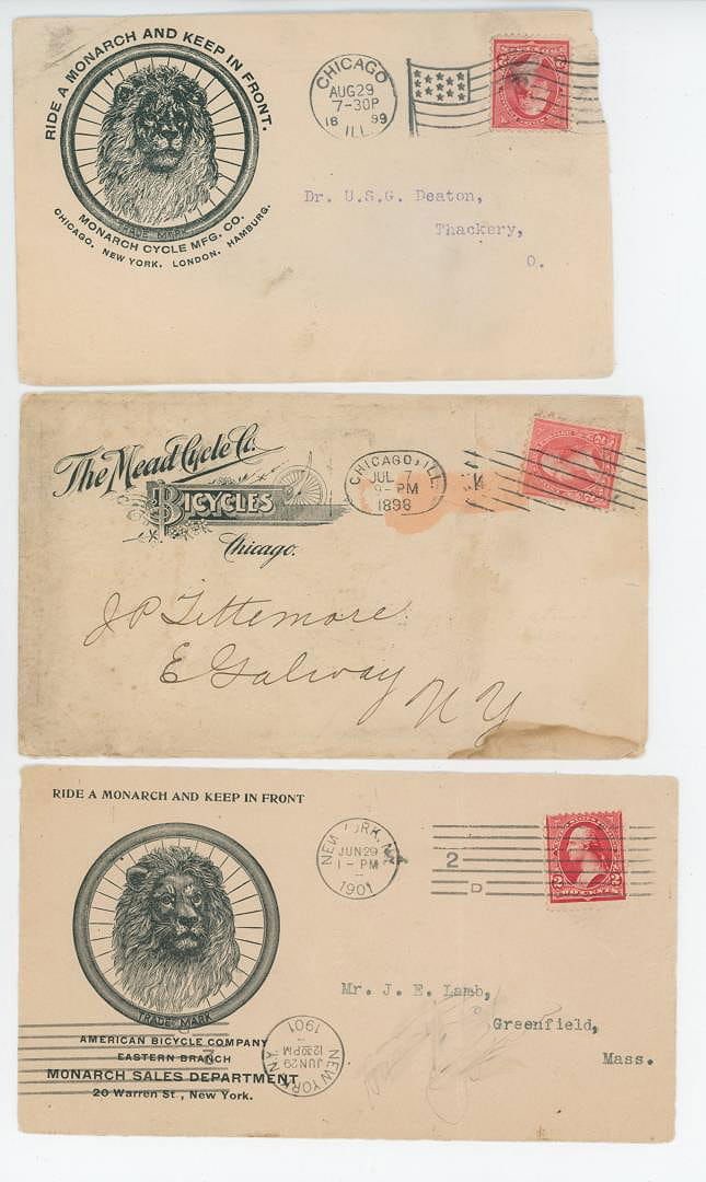 Monarch Mead Bicycles Envelopes: Scarce advertising covers.