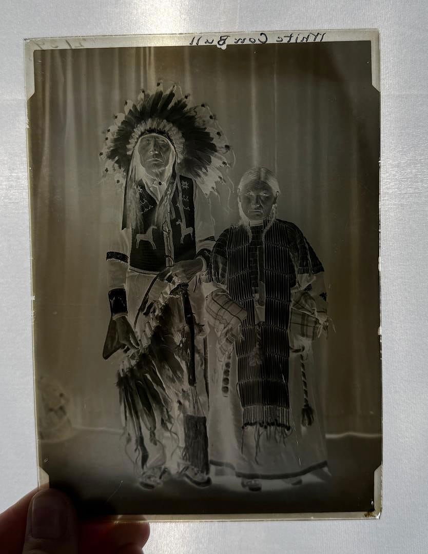 White Cow Bull Glass Photo Negative: 5" by 7" White Bull, later known as Joseph White Cow Bull, was the nephew of Sitting Bull, and a famous warrior in his own right. White Bull participated in the Battle of the Little Bighorn on June 25