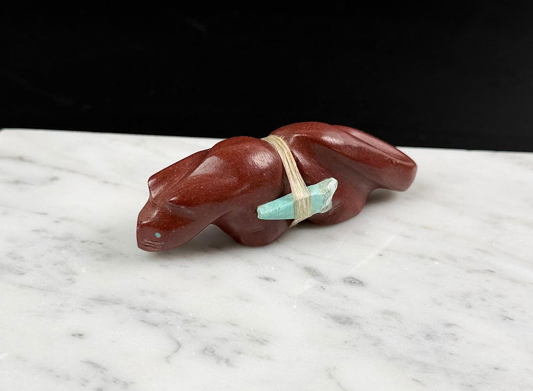 Zuni Carved Mountain Lion Fetish: 2 7/8" long.