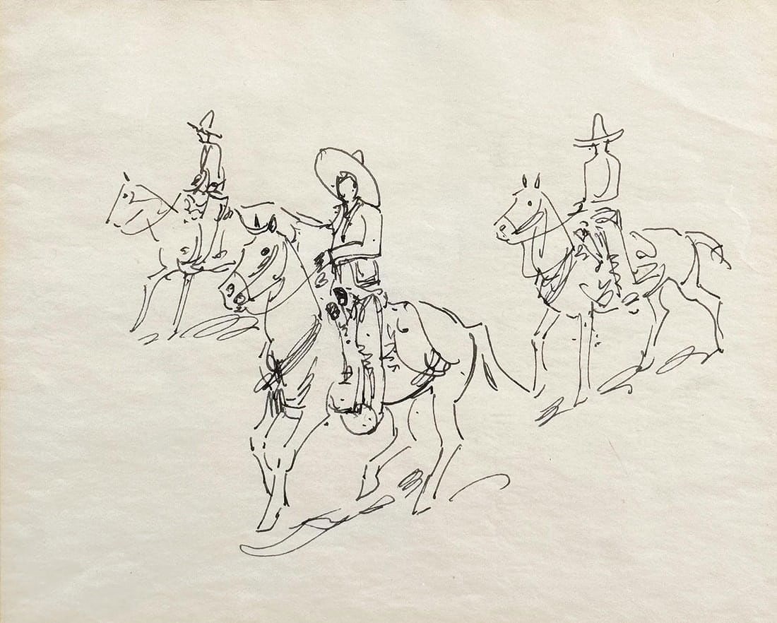 Edward Borein Range Riders Drawing