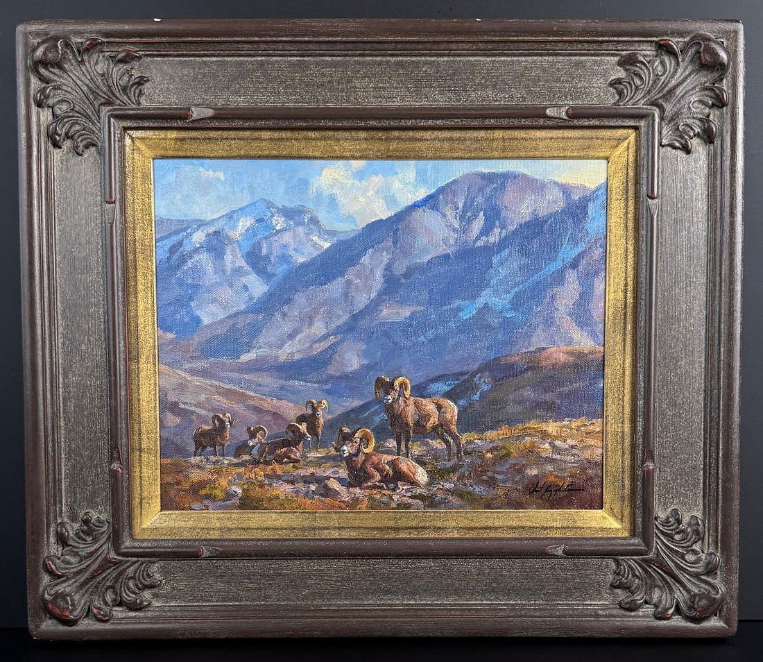 Chad Poppleton Bachelor Hangout Painting: Title is Bachelor Hangout. 11" by 14" unframed, 18" by 21" framed. Oil on board. Provenance: Estate of John J. LoMonaco. Chad Poppleton (Born 1976) is active/lives in Utah. Chad Poppleton is known for