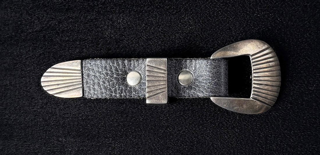 Navajo Sterling Silver Ranger Belt Buckle Set: 4 1/8" long. Silver weighs 15 grams.