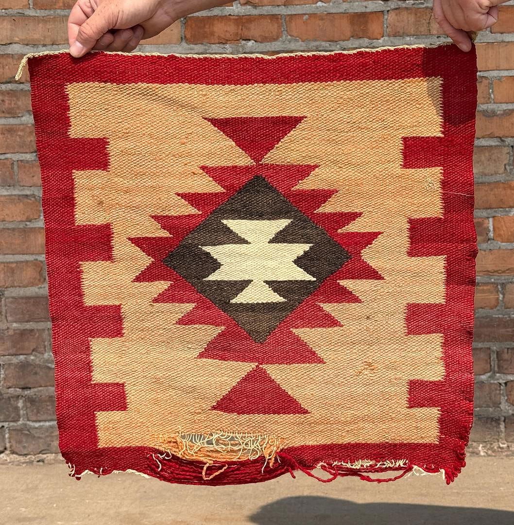 Navajo Indian Transitional Ganado Sampler Blanket: 20" by 20".