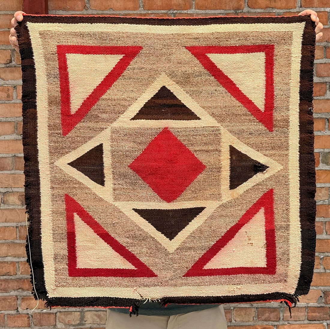Navajo Indian Ganado Saddle Blanket: 29 1/2" by 29 1/2".