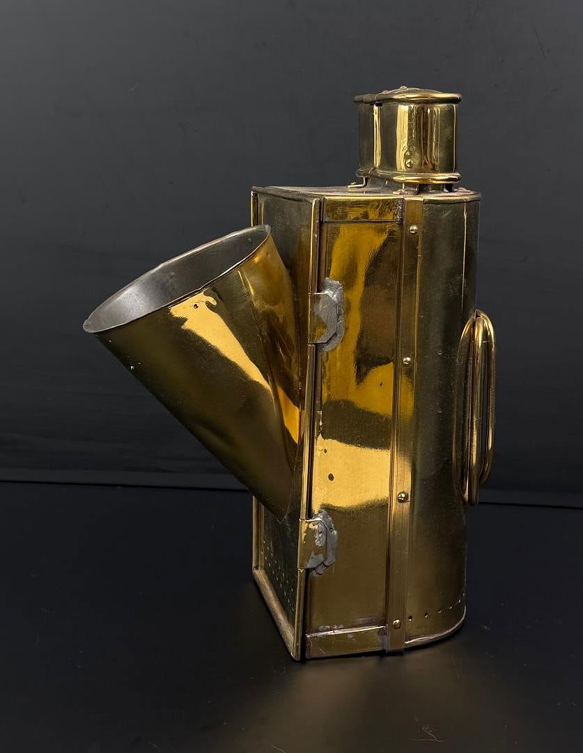 Kelvin & James White Brass Ships Lantern: Missing lens. Measures 11" by 8 1/2" by 5 1/2"