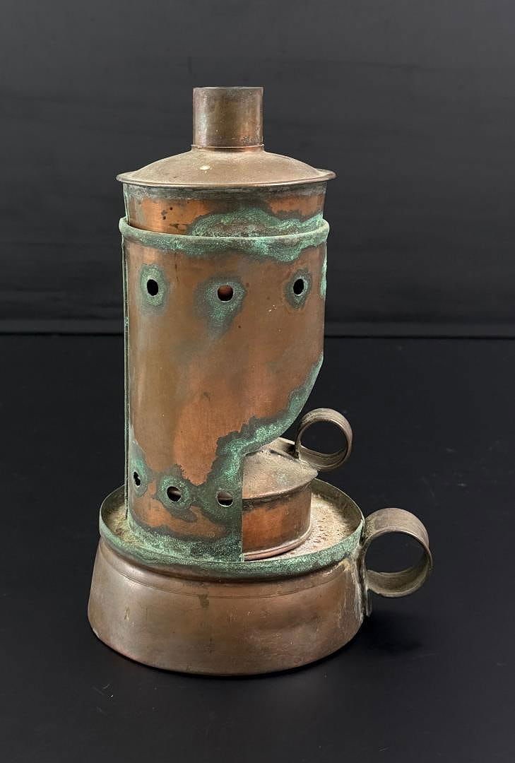 Butte Montana Copper Oil Tester: Measures 8" tall by 5" by 4 1/4".