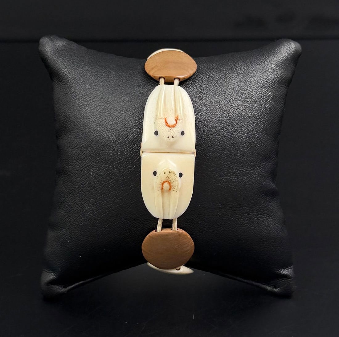 Alaskan Inuit Eskimo Walrus Ivory Bracelet: 7 1/2" internal circumference. This item cannot be shipped to Oregon, California, Hawaii, New York, New Jersey, Internationally, or any other state that prohibits.