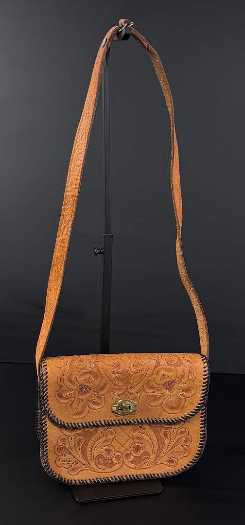 Tooled Leather Cowgirl Purse: 10" by 8" by 5 3/4"