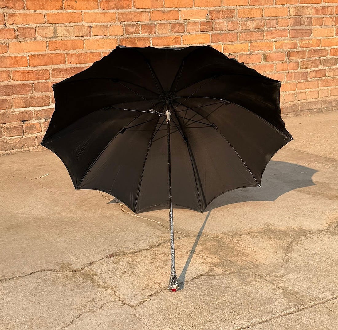 Victorian Sterling Silver Handled Parasol Umbrella: Made in Italy