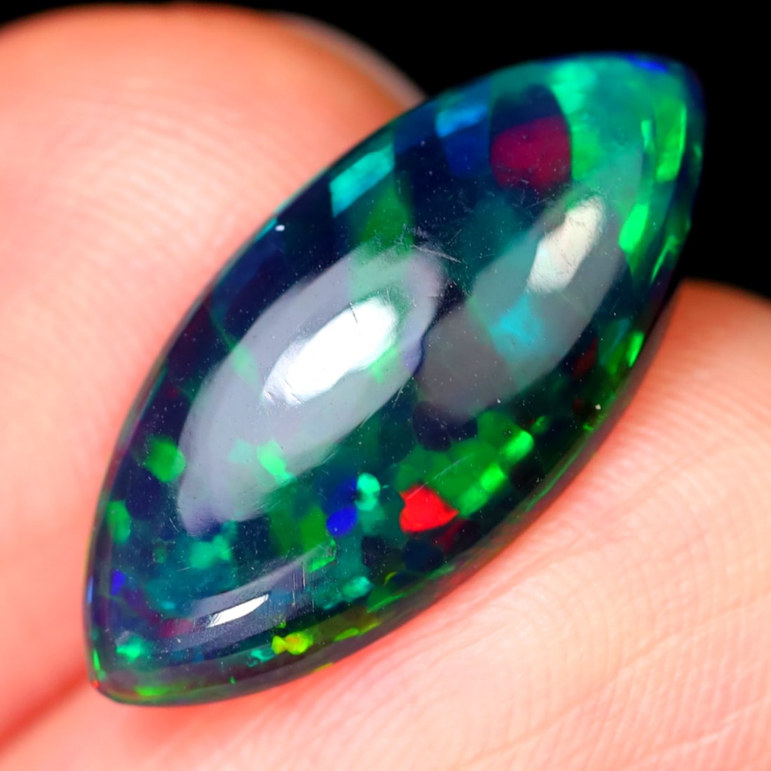 2.67Ct Natural Ethiopian Welo Smoked Opal - Ethiopian Opal - Marquise Cabochon (1 of 4)