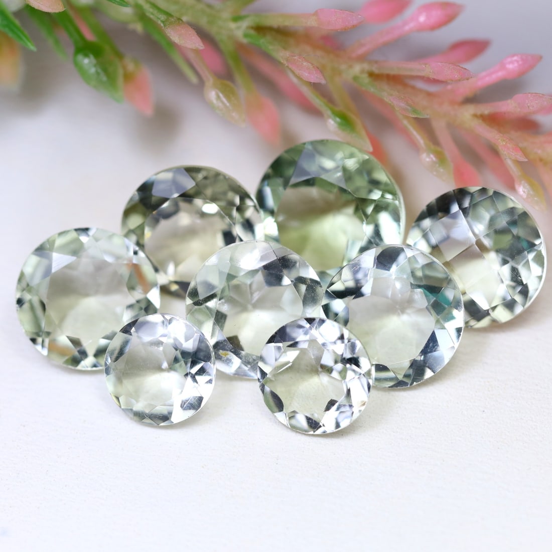 22.08Ct Group of Round Natural Green Amethyst Gemstone - Brazil Amethyst - Round Gemstone (1 of 2)