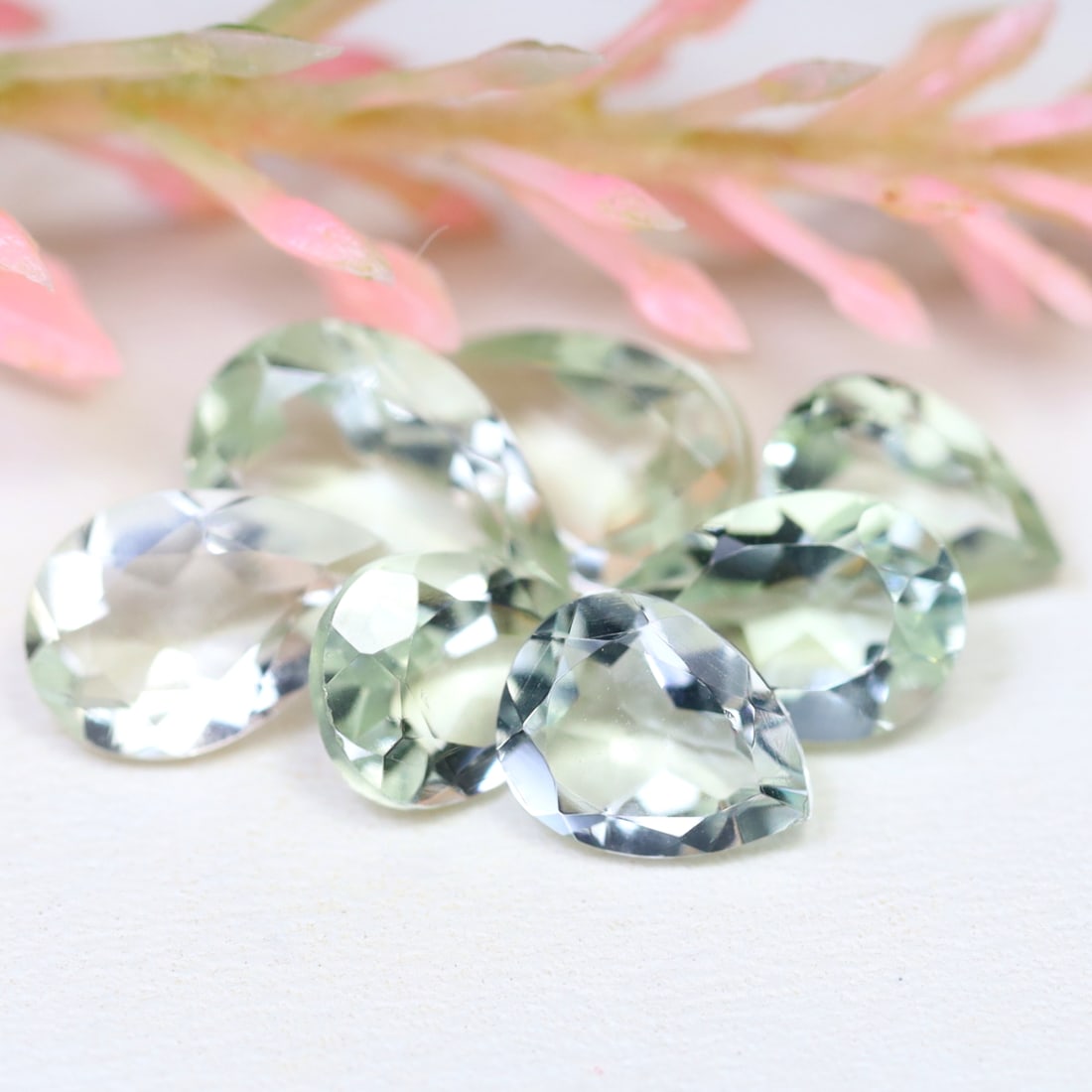 8.2Ct Group of Pear Natural Green Amethyst Gemstone - Brazil Amethyst - Round Gemstone (1 of 2)