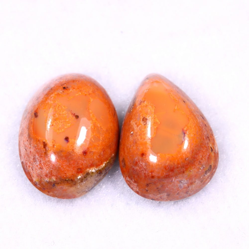 17.25Ct Group of 2 Mexican Fire Opal - Mexican Opal - Cabochon: Ksmith Jewels Global Welcome to our auction house, today auction brought to you by Ksmith Jewels Global based in Penang, Malaysia specialize in all kinds of opal and color gemstone both in manufacturi