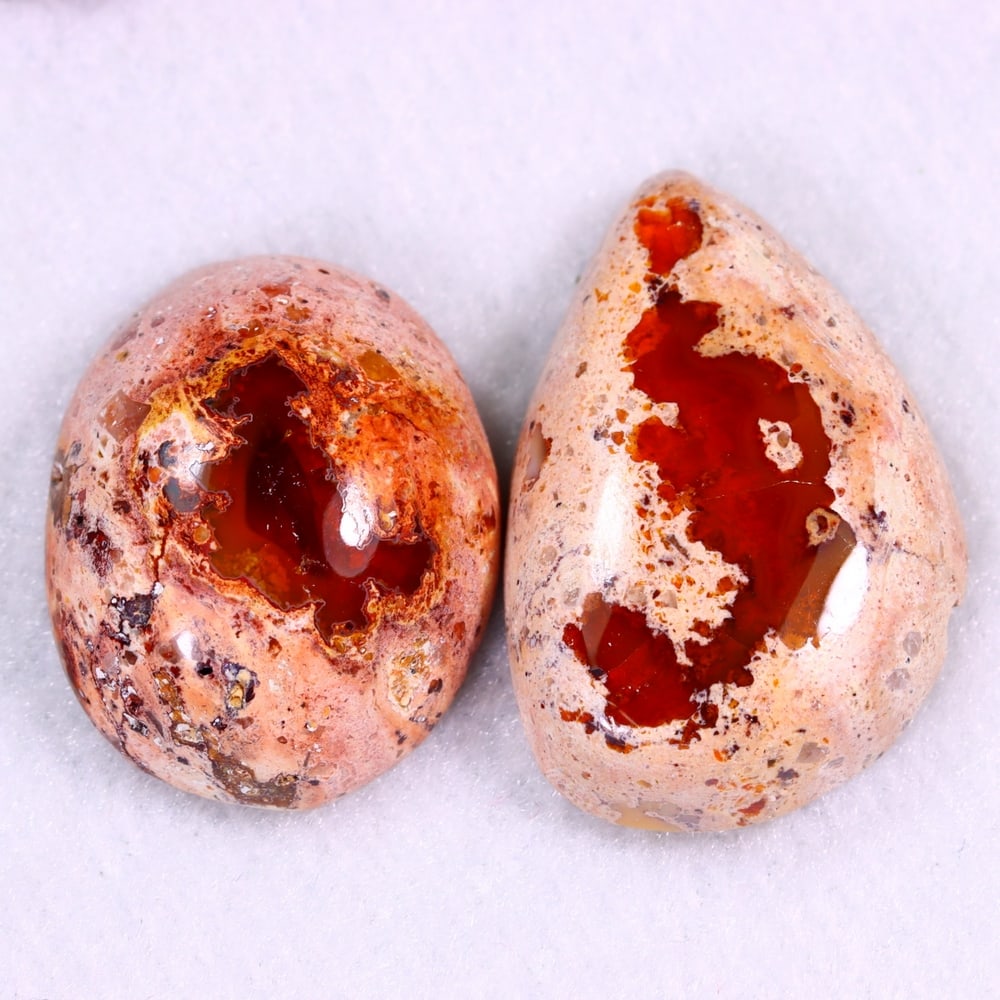 50.33Ct Group of 2 Mexican Fire Opal - Mexican Opal - Cabochon: Ksmith Jewels Global Welcome to our auction house, today auction brought to you by Ksmith Jewels Global based in Penang, Malaysia specialize in all kinds of opal and color gemstone both in manufacturi