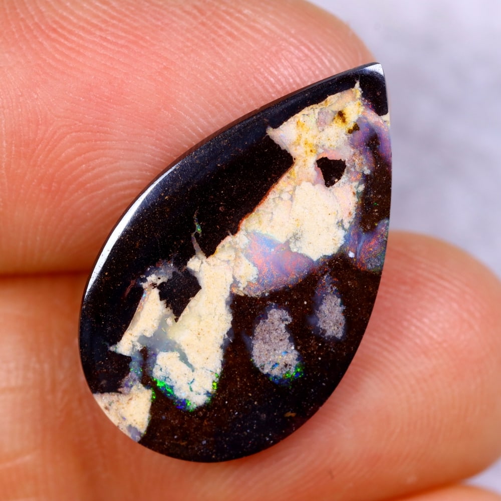 6.53Ct Koroit Boulder Opal Polished - Australian Opal - Pear Cabochon: Ksmith Jewels Global Welcome to our auction house, today auction brought to you by Ksmith Jewels Global based in Penang, Malaysia specialize in all kinds of opal and color gemstone both in manufacturi