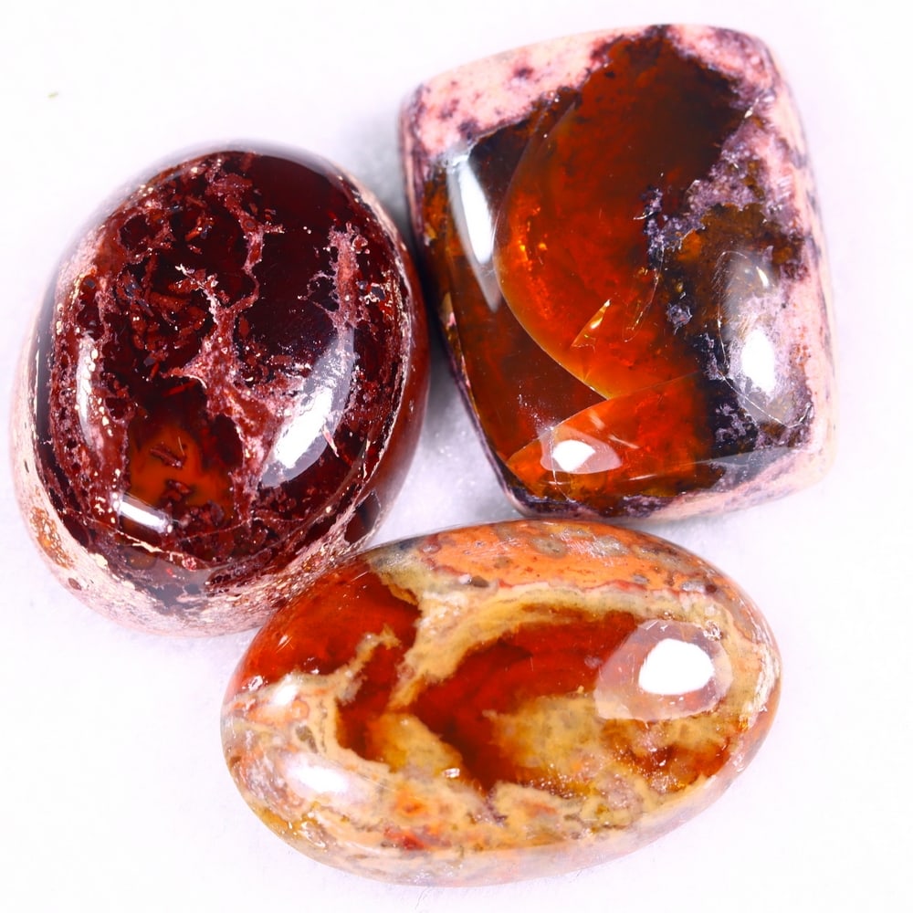 58.79Ct Group of 3 Mexican Fire Opal - Mexican Opal - Cabochon: Ksmith Jewels Global Welcome to our auction house, today auction brought to you by Ksmith Jewels Global based in Penang, Malaysia specialize in all kinds of opal and color gemstone both in manufacturi