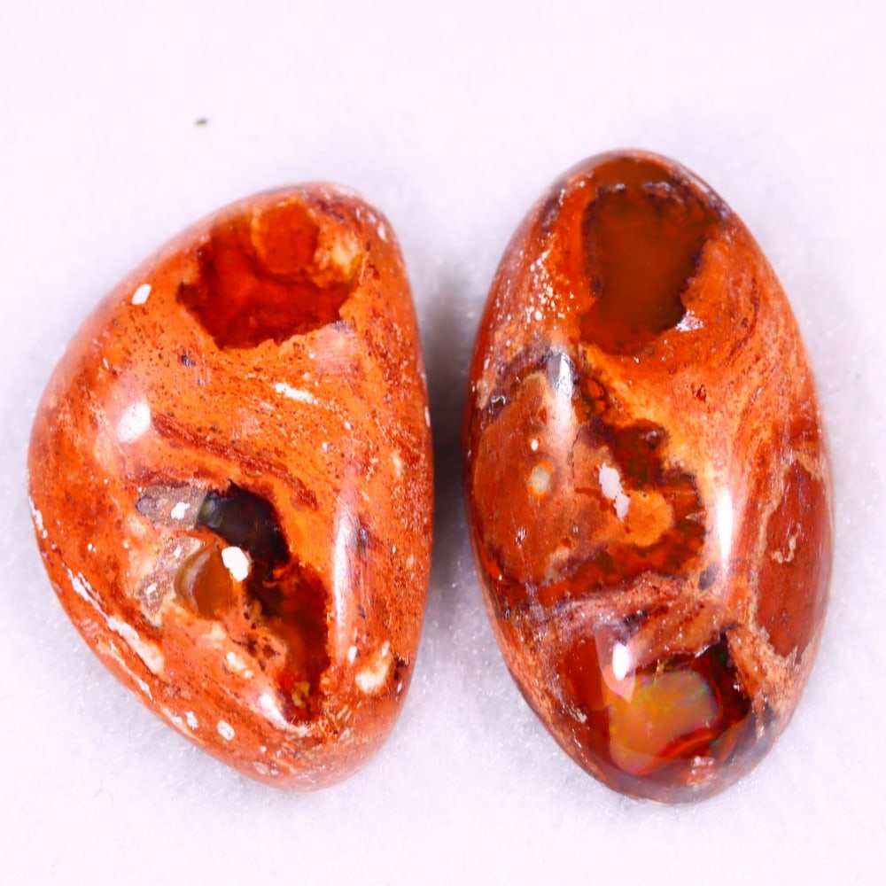 37.36Ct Group of 2 Mexican Fire Opal - Mexican Opal - Cabochon (1 of 3)