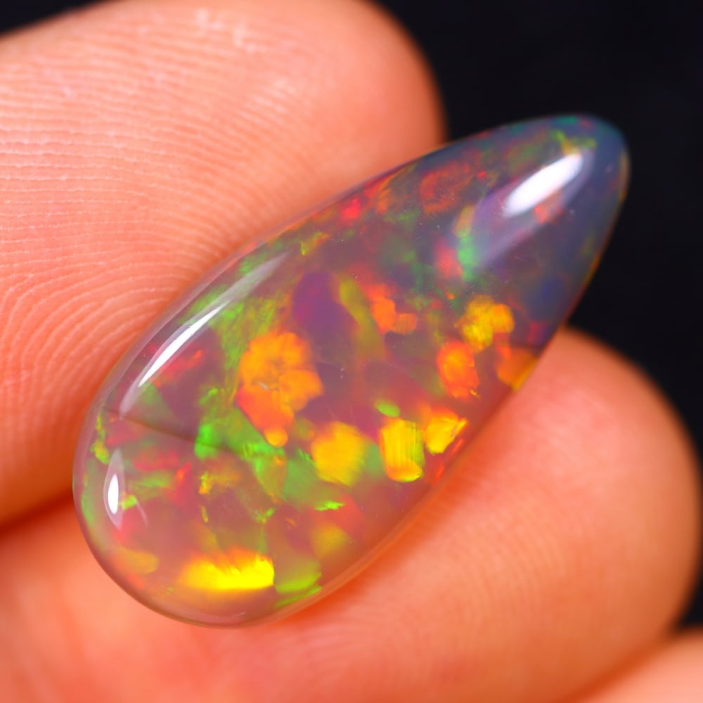 4.88Ct Welo Opal Polished - Ethiopian Opal - Pear Cabochon: Ksmith Jewels Global Welcome to our auction house, today auction brought to you by Ksmith Jewels Global based in Penang, Malaysia specialize in all kinds of opal and color gemstone both in manufacturi