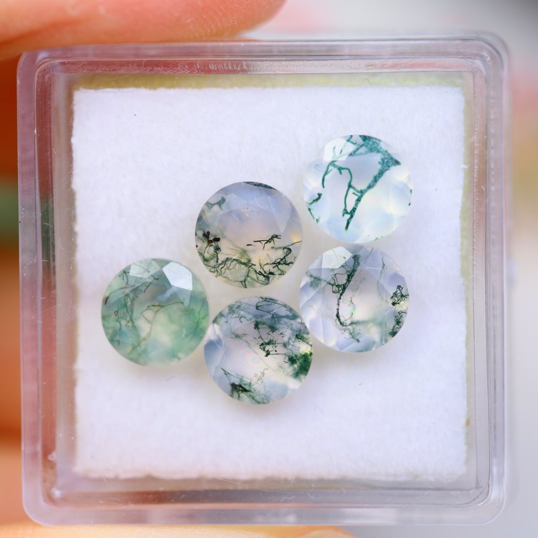 3.95Ct Natural Green Moss Agate - India Gemstone - Round Faceted (OT6642) (1 of 2)