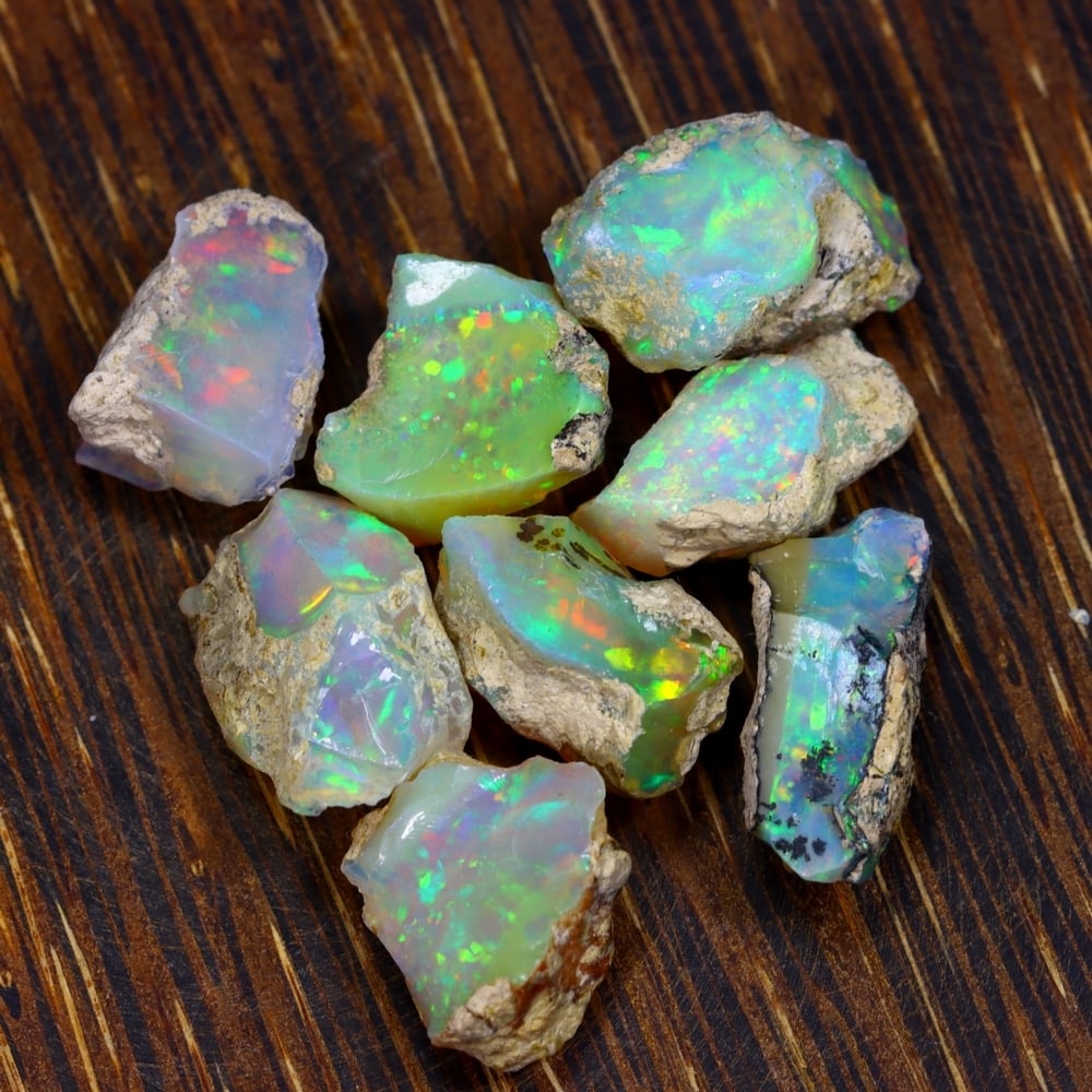 52Ct Group of 8 Rough Opal Specimen - Ethiopian Opal - Mineral Rough Set (1 of 5)