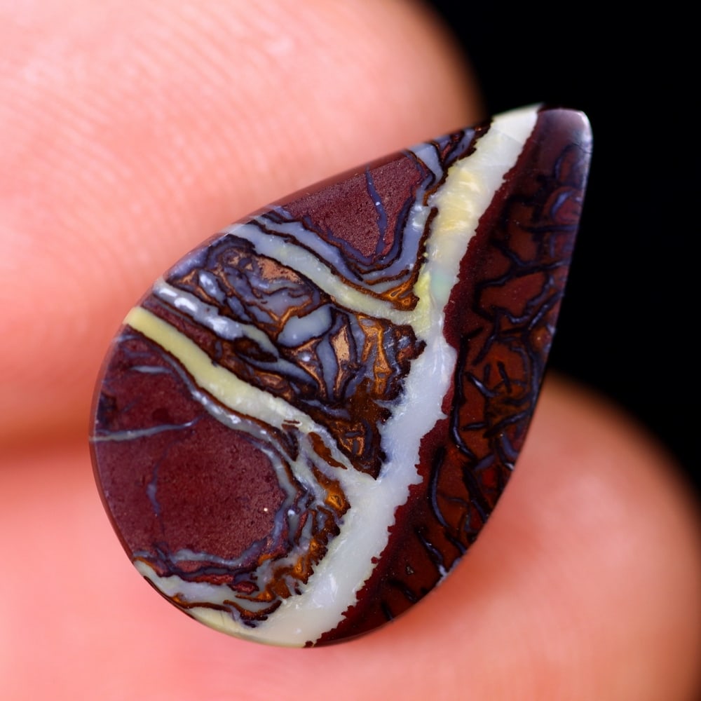 5.21Ct Koroit Boulder Opal Polished - Australian Opal - Pear Cabochon: Ksmith Jewels Global Welcome to our auction house, today auction brought to you by Ksmith Jewels Global based in Penang, Malaysia specialize in all kinds of opal and color gemstone both in manufacturi