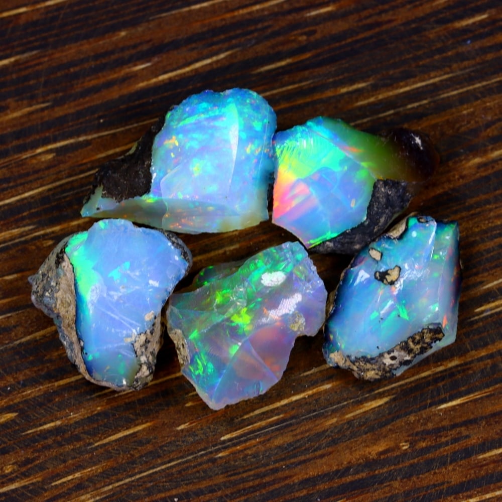 30Ct Group of 5 Rough Opal Specimen - Ethiopian Opal - Mineral Rough Set (1 of 4)