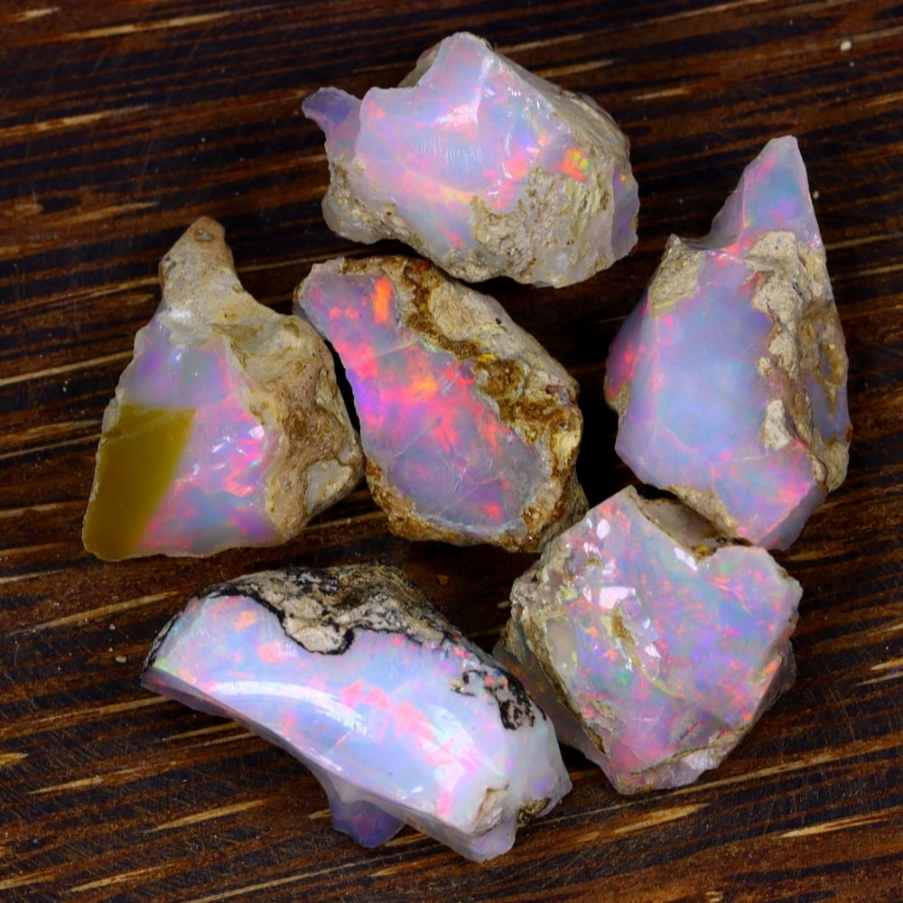 50Ct Group of 6 Rough Opal Specimen - Ethiopian Opal - Mineral Rough Set (1 of 4)