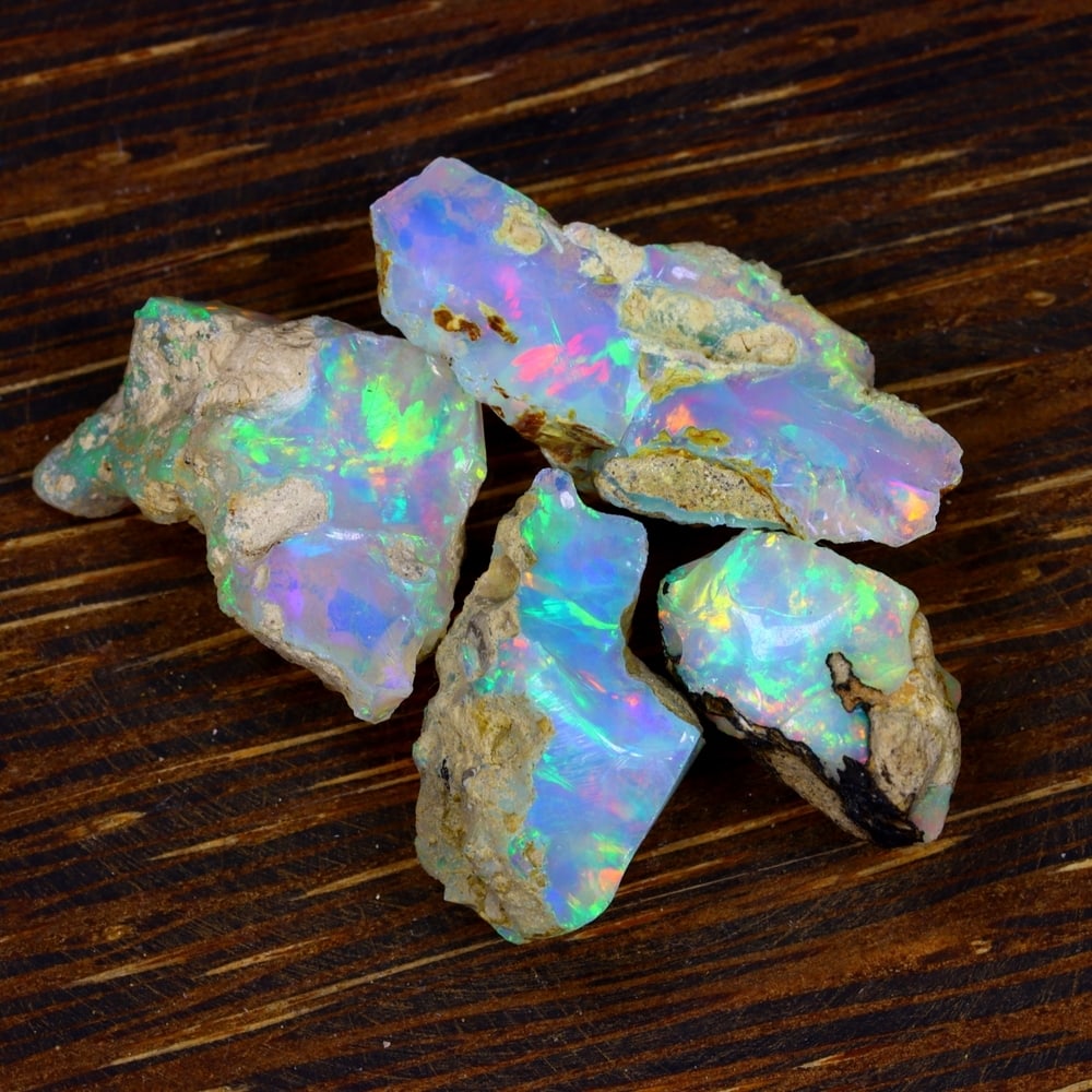 28Ct Group of 4 Rough Opal Specimen - Ethiopian Opal - Mineral Rough Set (1 of 5)