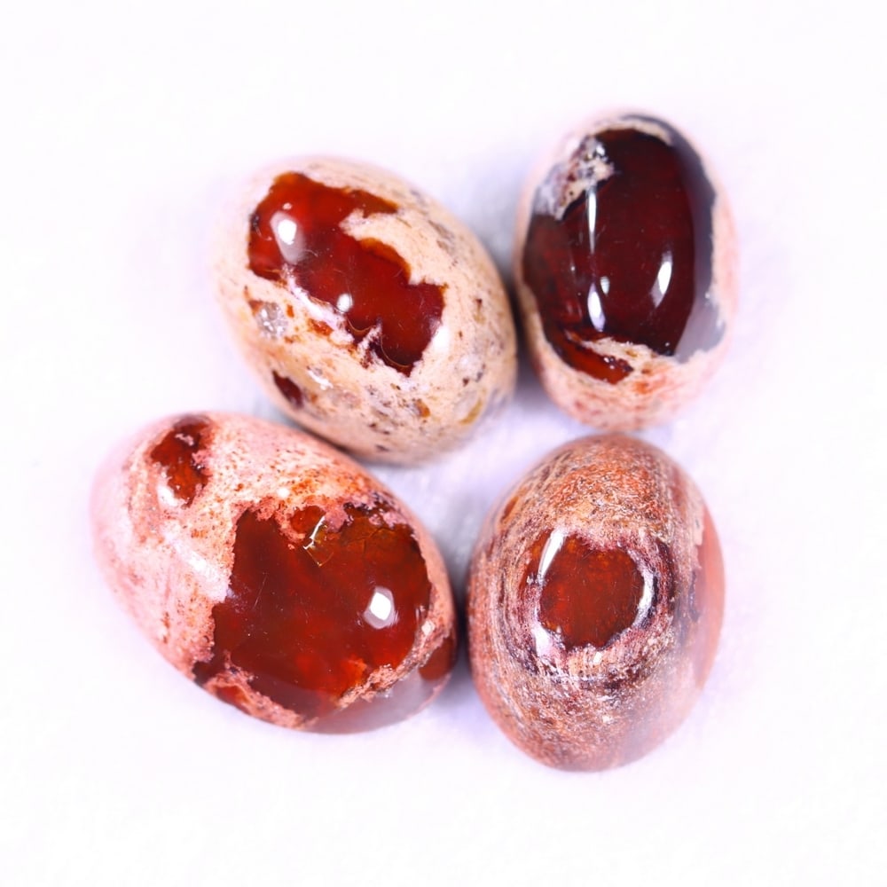 35.86Ct Group of 4 Mexican Fire Opal - Mexican Opal - Cabochon: Ksmith Jewels Global Welcome to our auction house, today auction brought to you by Ksmith Jewels Global based in Penang, Malaysia specialize in all kinds of opal and color gemstone both in manufacturi