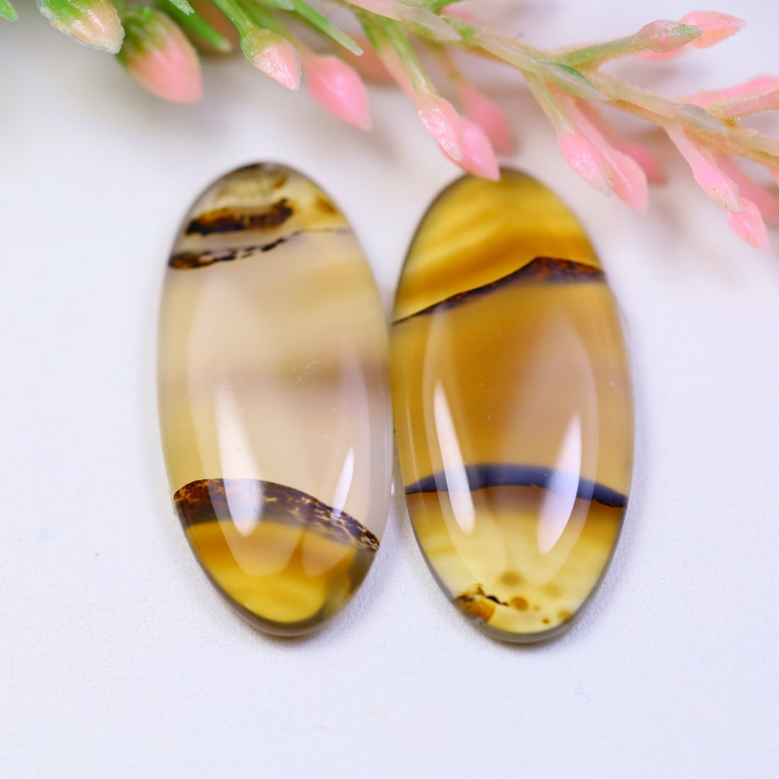 24.87Ct Natural Montana Agate Cabochon Cut Pair (OT6655): Ksmith Jewels Global Welcome to our auction house, today auction brought to you by Ksmith Jewels Global based in Penang, Malaysia specialize in all kinds of opal and color gemstone both in manufacturi