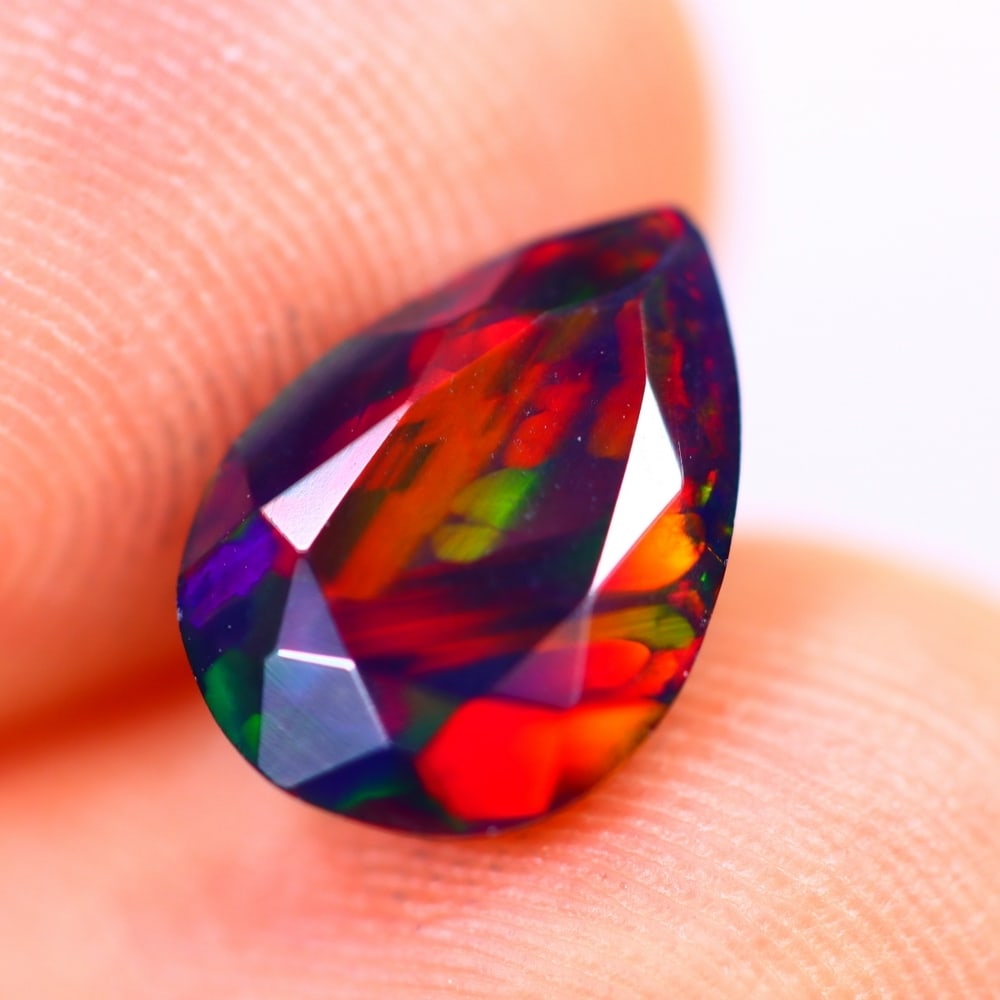 1.14Ct Welo Black Opal Polished - Ethiopian Opal - Pear Faceted (1 of 7)