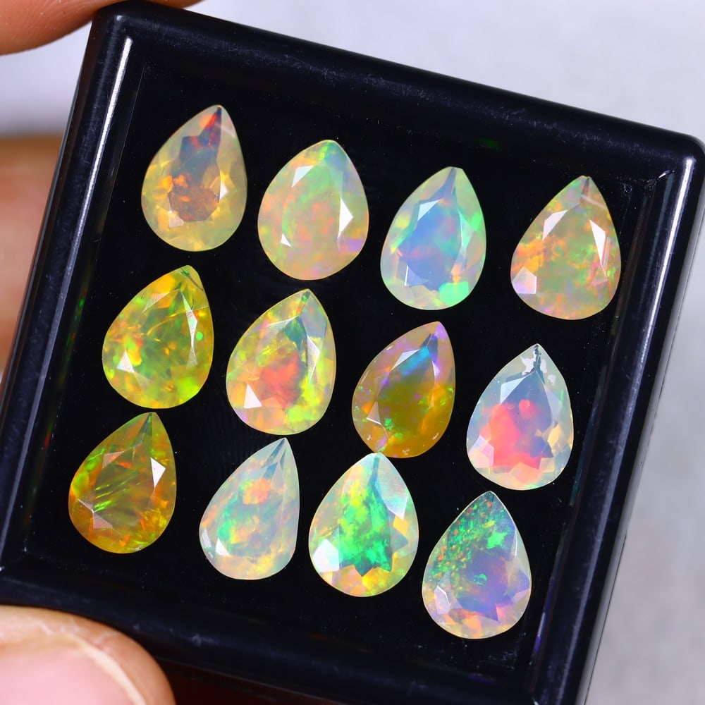 11.93Ct Welo Opal Lot - Ethiopian Opal - Pear Faceted: Ksmith Jewels Global Welcome to our auction house, today auction brought to you by Ksmith Jewels Global based in Penang, Malaysia specialize in all kinds of opal and color gemstone both in manufacturi