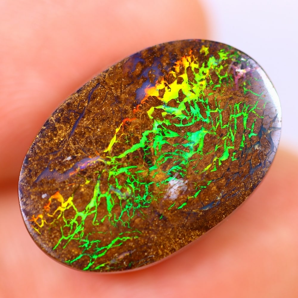 10.84Ct Koroit Matrix Boulder Opal Polished - Australian Opal - Oval Cabochon (1 of 8)