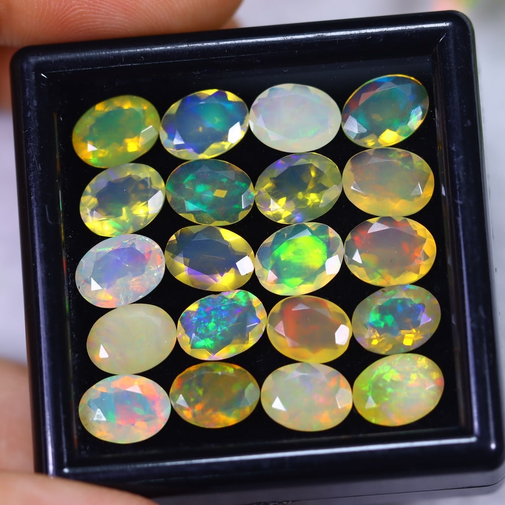12.59Ct Welo Opal Polished Set - Ethiopian Opal - Oval Faceted: Ksmith Jewels Global Welcome to our auction house, today auction brought to you by Ksmith Jewels Global based in Penang, Malaysia specialize in all kinds of opal and color gemstone both in manufacturi