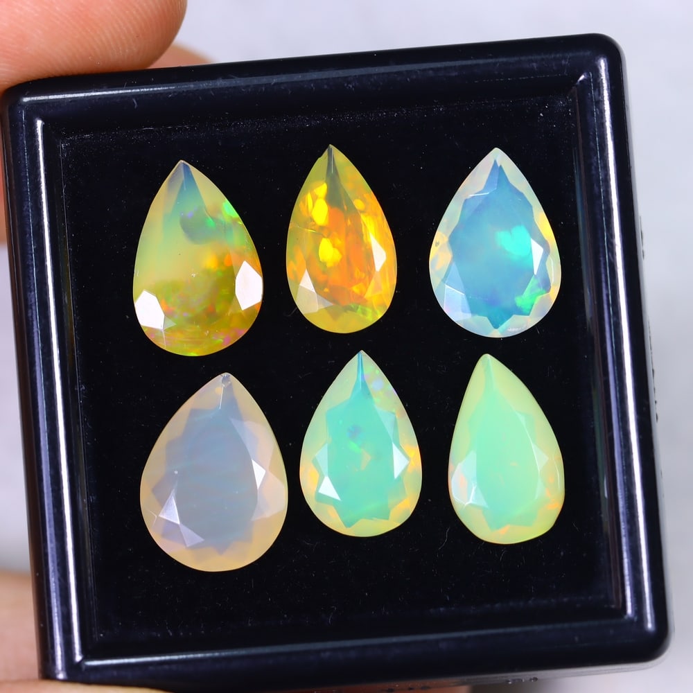 10Ct Welo Opal Lot - Ethiopian Opal - Pear Faceted: Ksmith Jewels Global Welcome to our auction house, today auction brought to you by Ksmith Jewels Global based in Penang, Malaysia specialize in all kinds of opal and color gemstone both in manufacturi