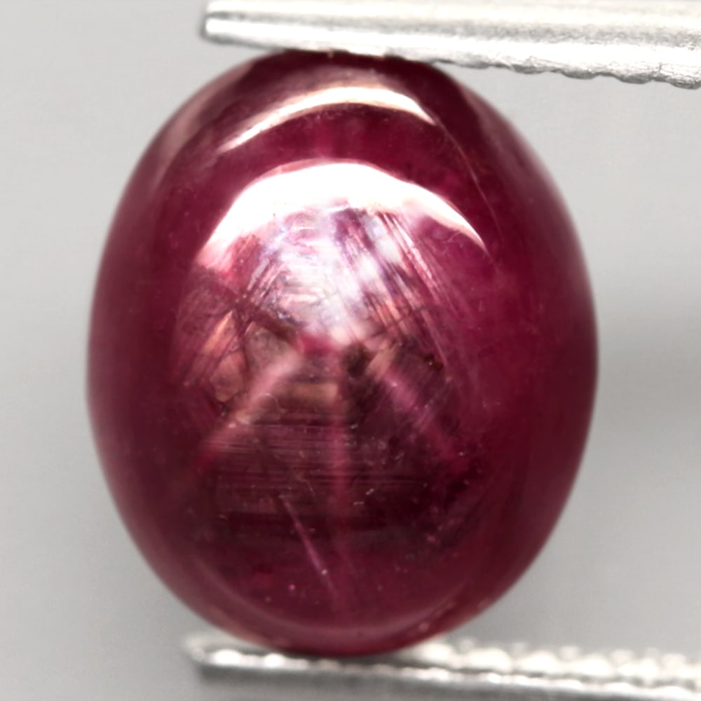 Star Ruby 3.99Ct Natural Unheated Star Ruby 6 Rays Oval Cabochon (1 of 2)