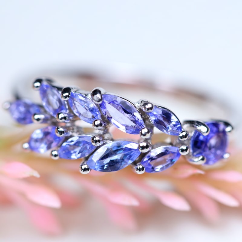 Total Weight of 13.45Ct Natural Tanzanite Ring 925 Sterling Silver Size 8 US (1 of 2)