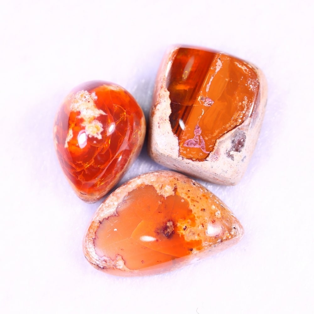 20.76Ct Group of 3 Mexican Fire Opal - Mexican Opal - Cabochon: Ksmith Jewels Global Welcome to our auction house, today auction brought to you by Ksmith Jewels Global based in Penang, Malaysia specialize in all kinds of opal and color gemstone both in manufacturi