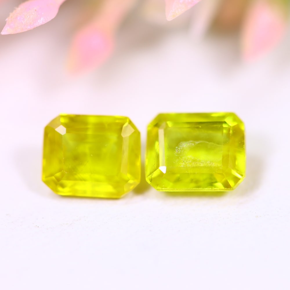2.19Ct Yellow Sapphire Pair - Polished Faceted - Rectangle Faceted: Ksmith Jewels Global Welcome to our auction house, today auction brought to you by Ksmith Jewels Global based in Penang, Malaysia specialize in all kinds of opal and color gemstone both in manufacturi