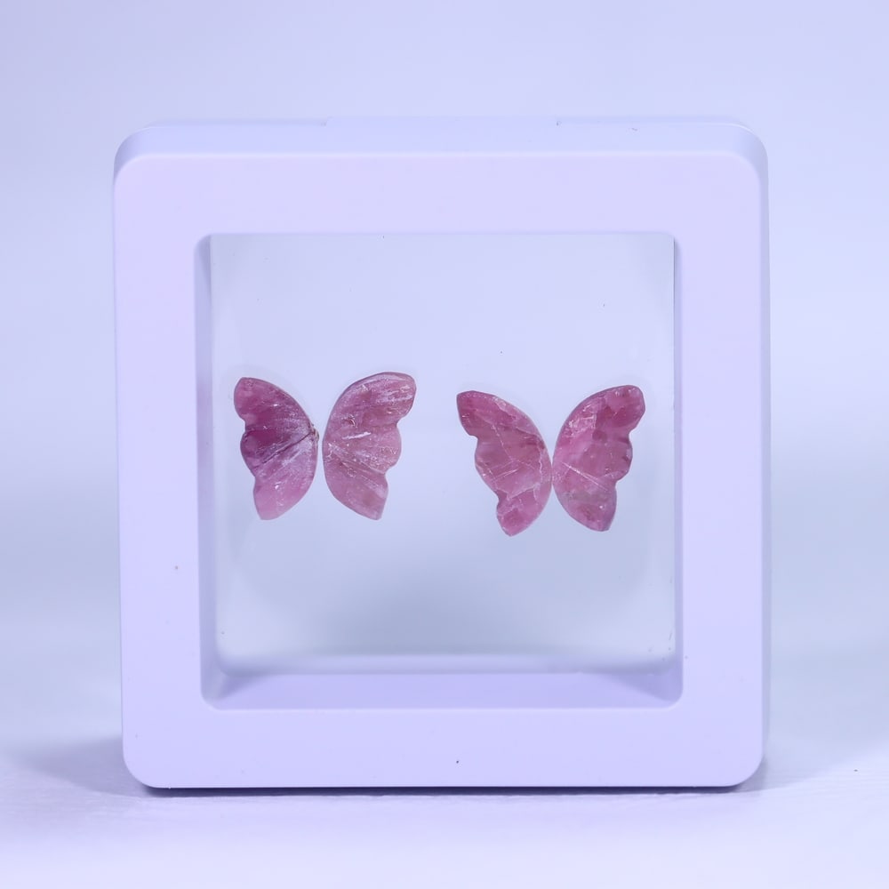 2 Pairs of Natural Tourmaline Butterfly Craving, Size 12x12mm (approx): Ksmith Jewels Global Welcome to our auction house, today auction brought to you by Ksmith Jewels Global based in Penang, Malaysia specialize in all kinds of opal and color gemstone both in manufacturi